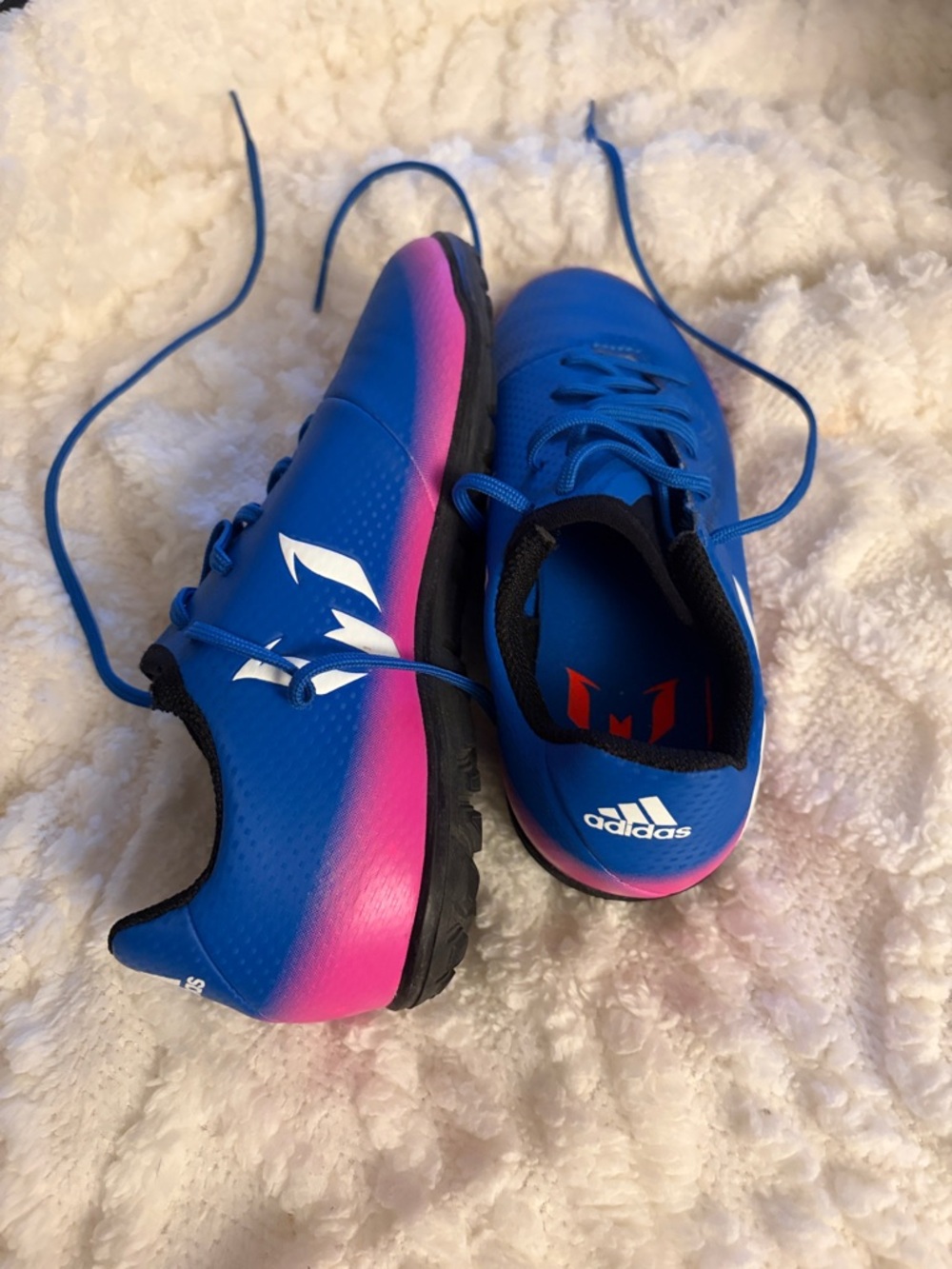 adidas Kids Blue and Pink Turf Soccer Shoes